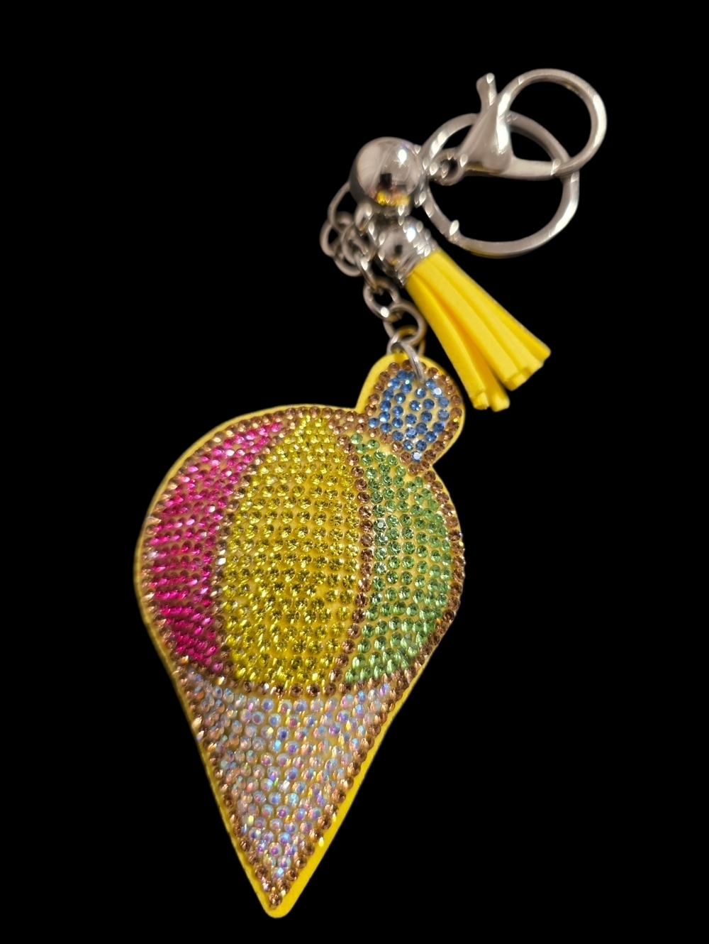 Colorful Rhinestone Snowcone Bag Charm Keychain